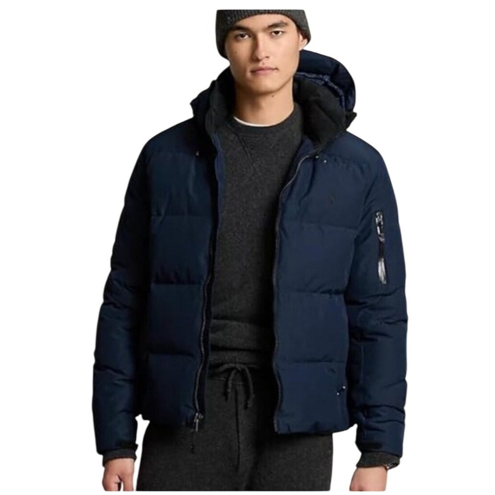 Polo Ralph Lauren Men's Navy Blue Down Puffer Jacket Hooded Ripstop 2XLT NEW